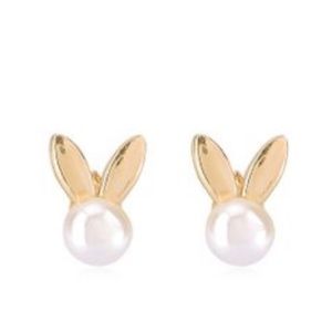 NWT Gab+Cos Gold Vermeil Pearl Bunny Earrings 🐰